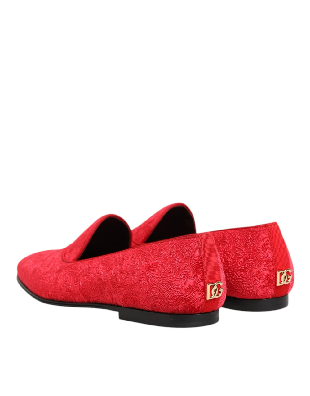 Dolce & Gabbana Red Jacquard Loafers Formal Men Dress Shoes - EU44/US11 - Flats