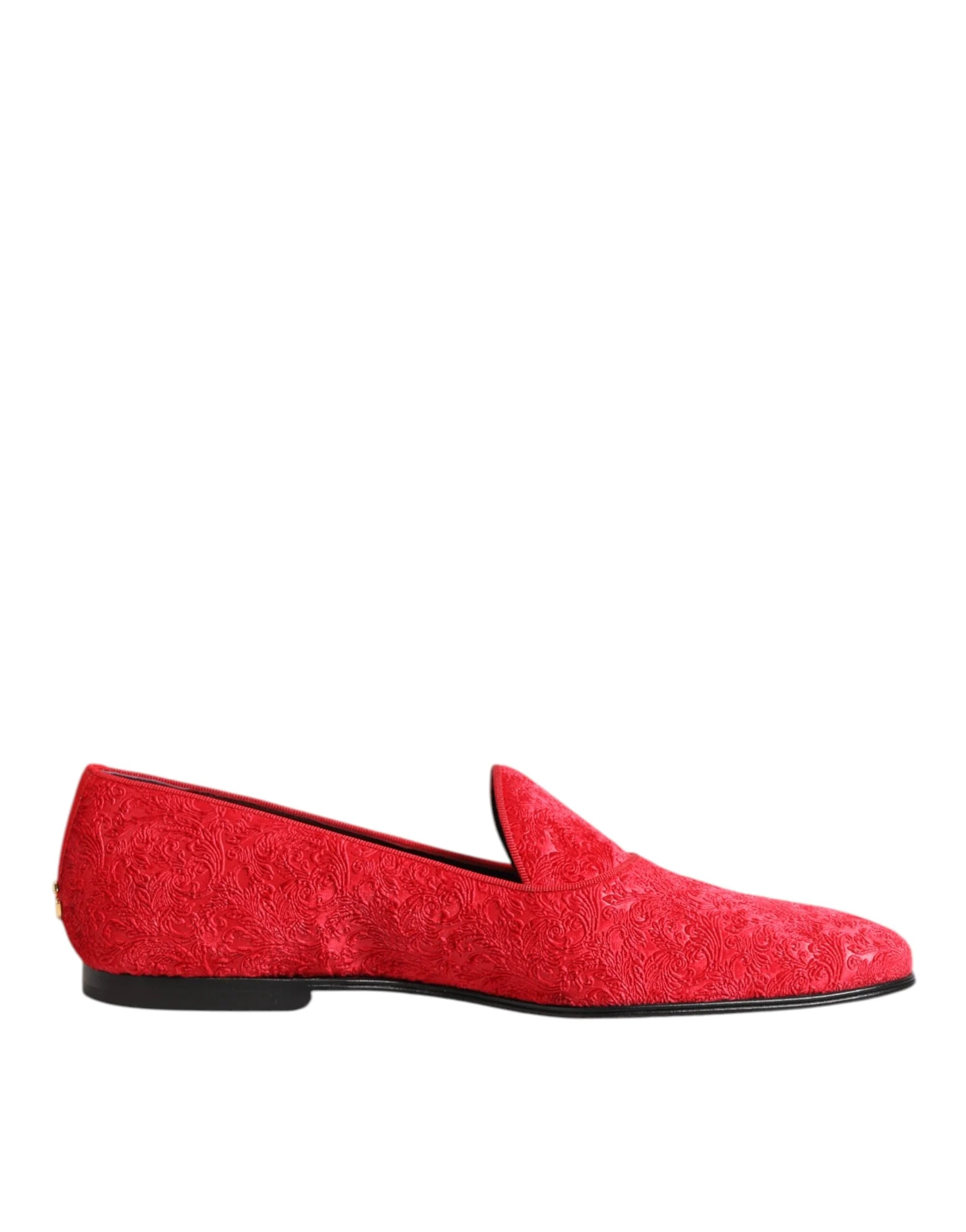 Dolce & Gabbana Red Jacquard Loafers Formal Men Dress Shoes - EU44/US11 - Flats