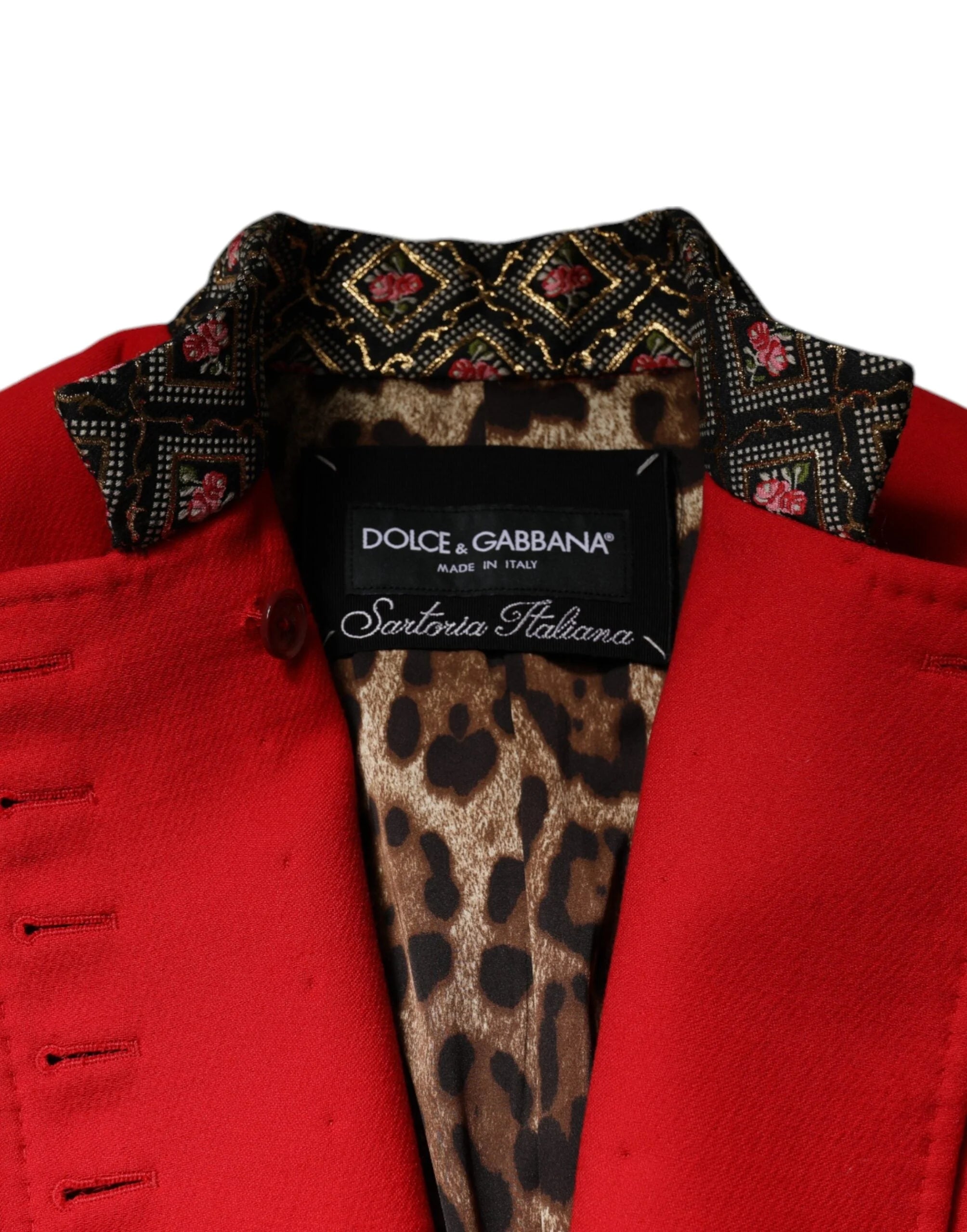 Dolce & Gabbana Red Jacquard Wool Women Trenchcoat Jacket - IT48 | XL - Trench Coats
