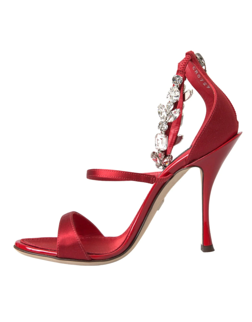 Dolce & Gabbana Red Keira Satin Crystals Sandals Heels Shoes - EU35/US4.5 - Heels