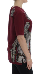 Dolce & Gabbana Red Knight Print Silk Blouse T-shirt - Blouses