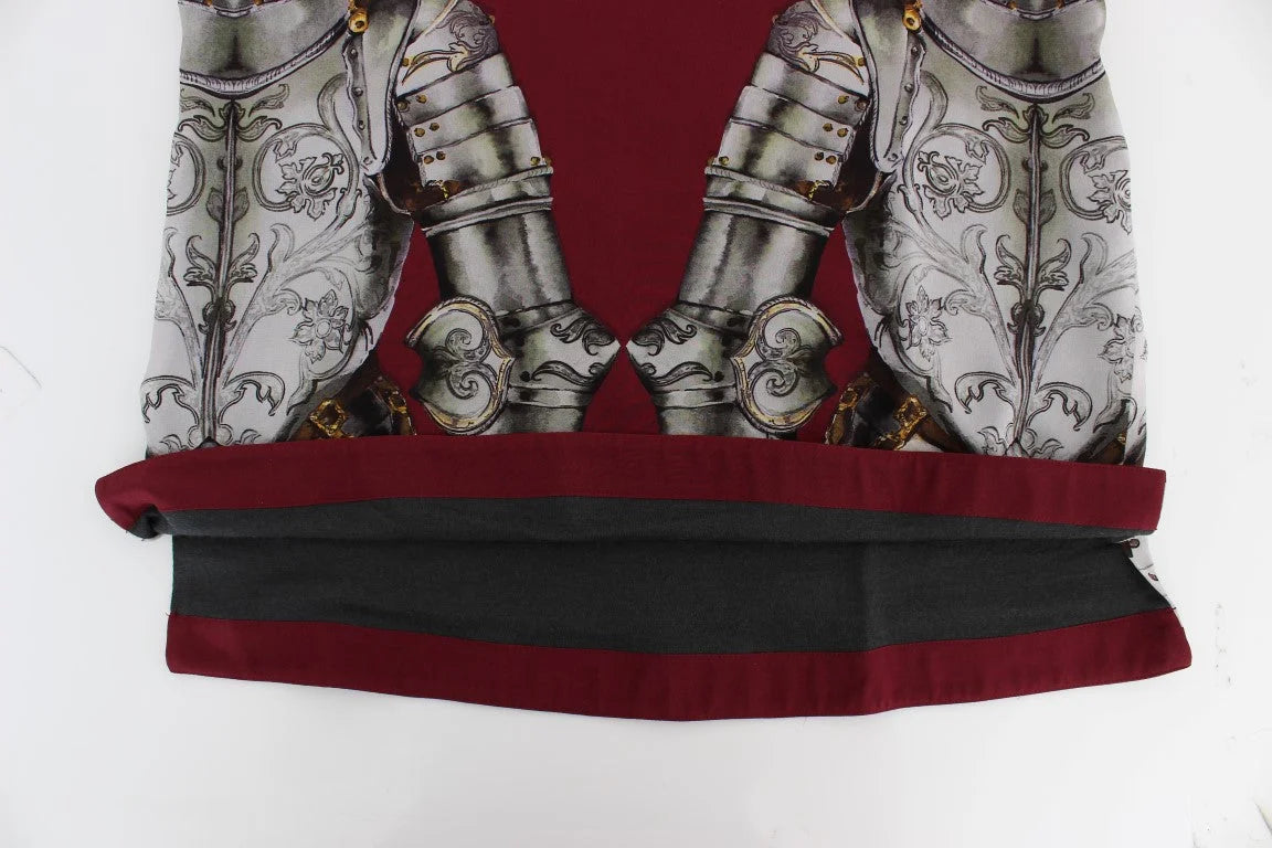 Dolce & Gabbana Red Knight Print Silk Blouse T-shirt - Blouses