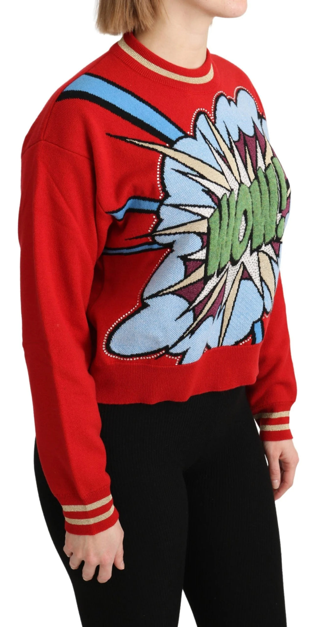 Dolce & Gabbana Red Knitted Cashmere Cartoon Top Sweater - Sweaters