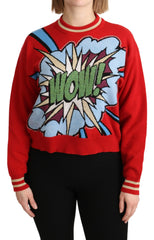 Dolce & Gabbana Red Knitted Cashmere Cartoon Top Sweater - Sweaters