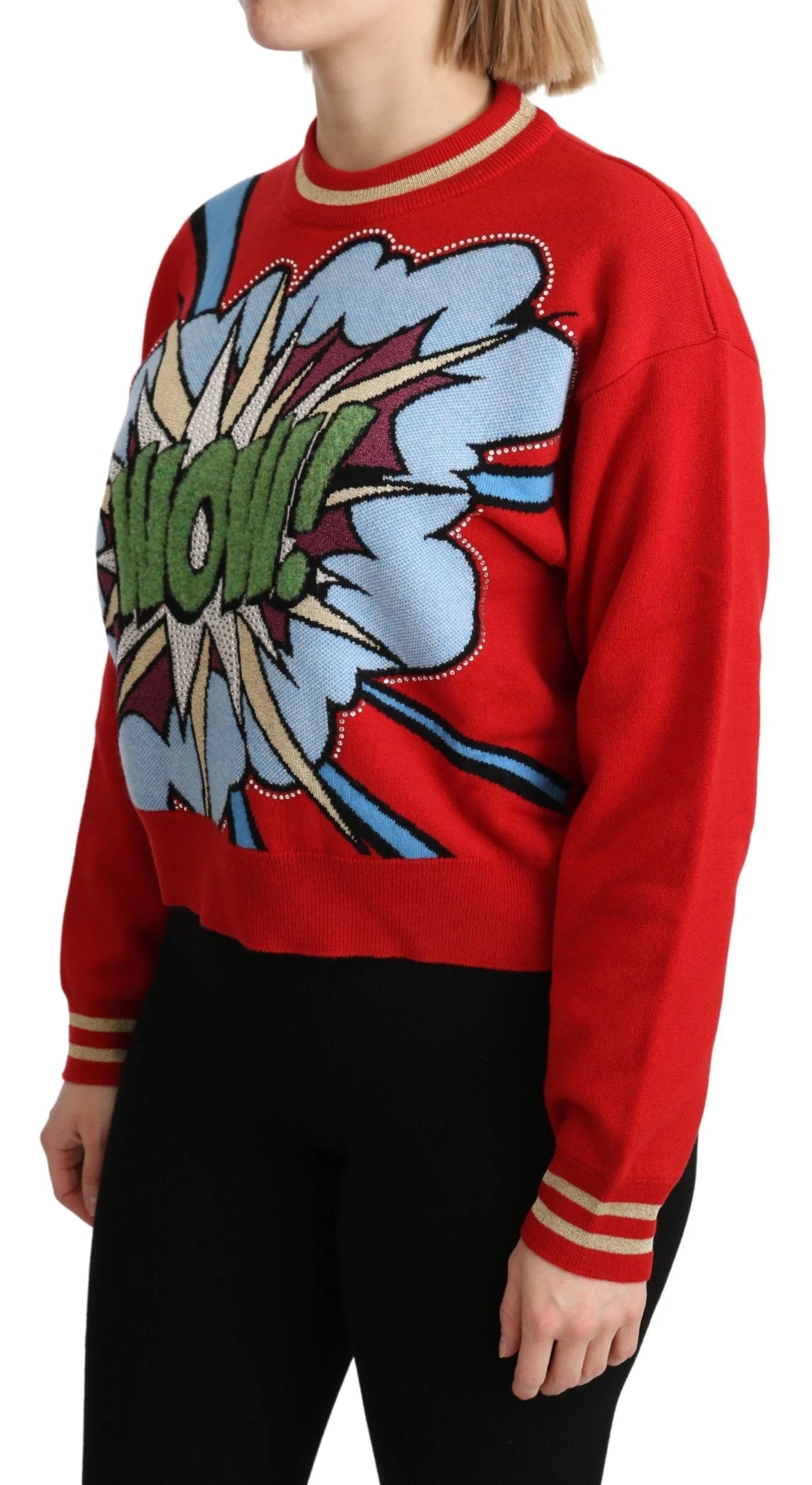 Dolce & Gabbana Red Knitted Cashmere Cartoon Top Sweater - Sweaters