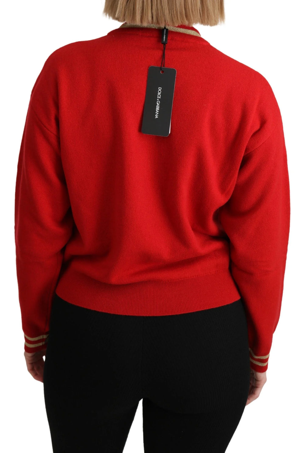 Dolce & Gabbana Red Knitted Cashmere Cartoon Top Sweater - Sweaters