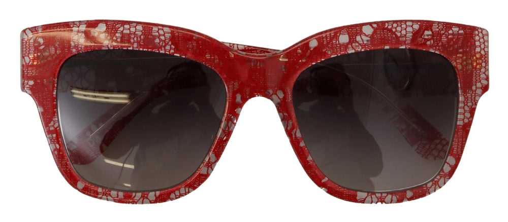 Dolce & Gabbana Red Lace Acetate Rectangle Shades DG4231F Sunglasses - Sunglasses