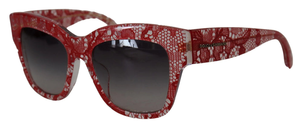 Dolce & Gabbana Red Lace Acetate Rectangle Shades DG4231F Sunglasses - Sunglasses