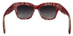 Dolce & Gabbana Red Lace Acetate Rectangle Shades DG4231F Sunglasses - Sunglasses