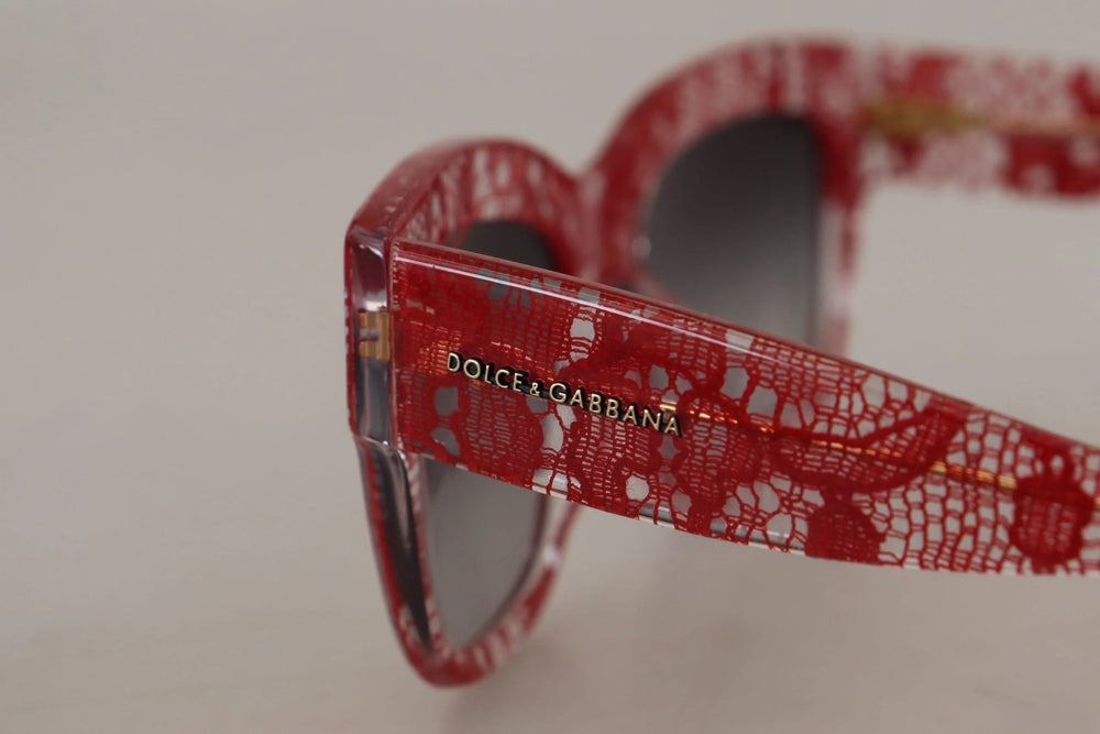 Dolce & Gabbana Red Lace Acetate Rectangle Shades DG4231F Sunglasses - Sunglasses