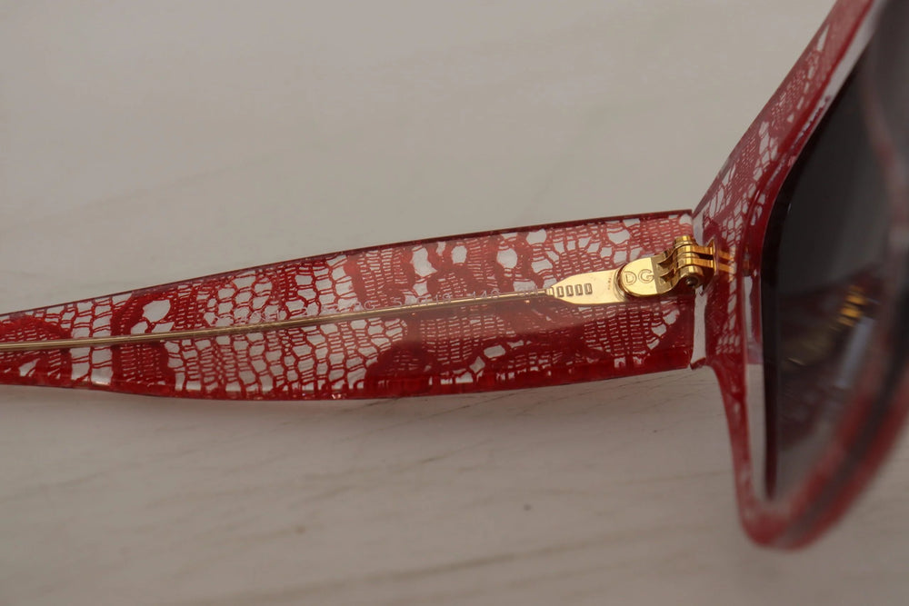 Dolce & Gabbana Red Lace Acetate Rectangle Shades DG4231Sunglasses - Sunglasses