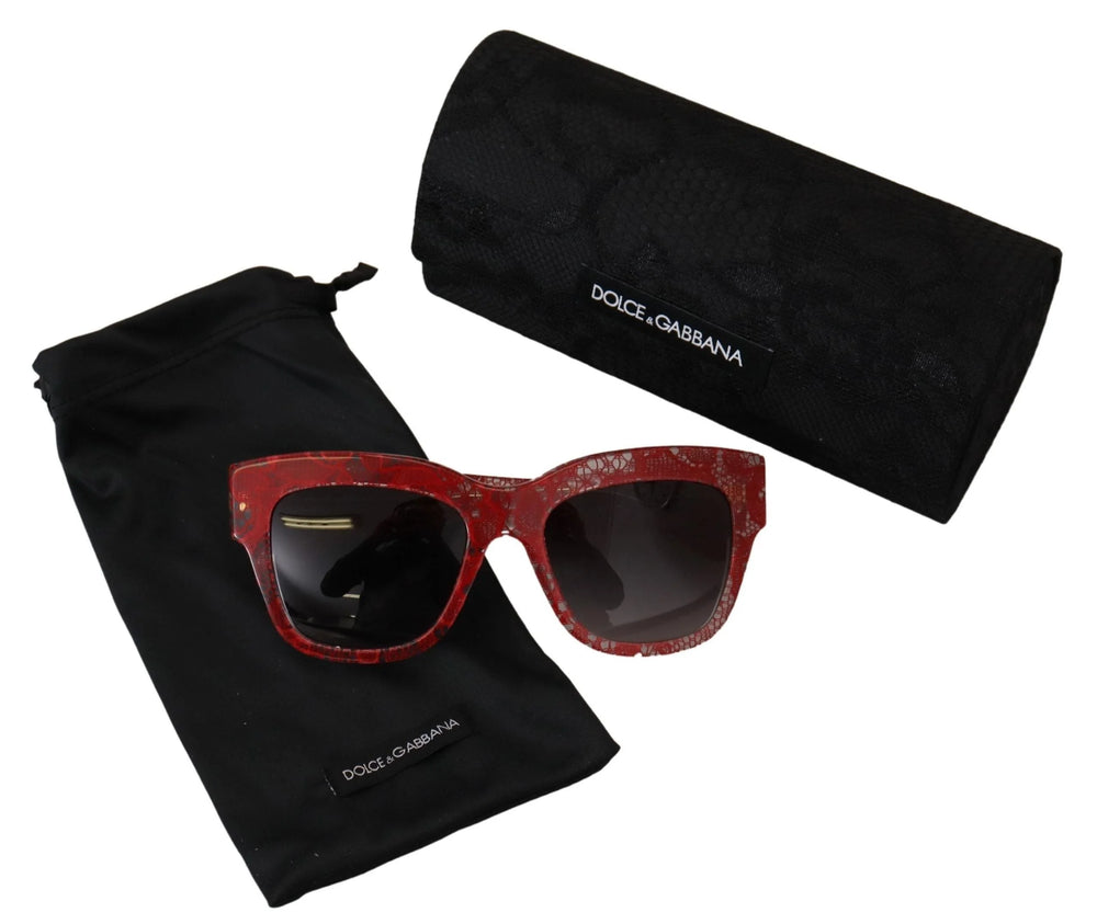 Dolce & Gabbana Red Lace Acetate Rectangle Shades DG4231Sunglasses - Sunglasses