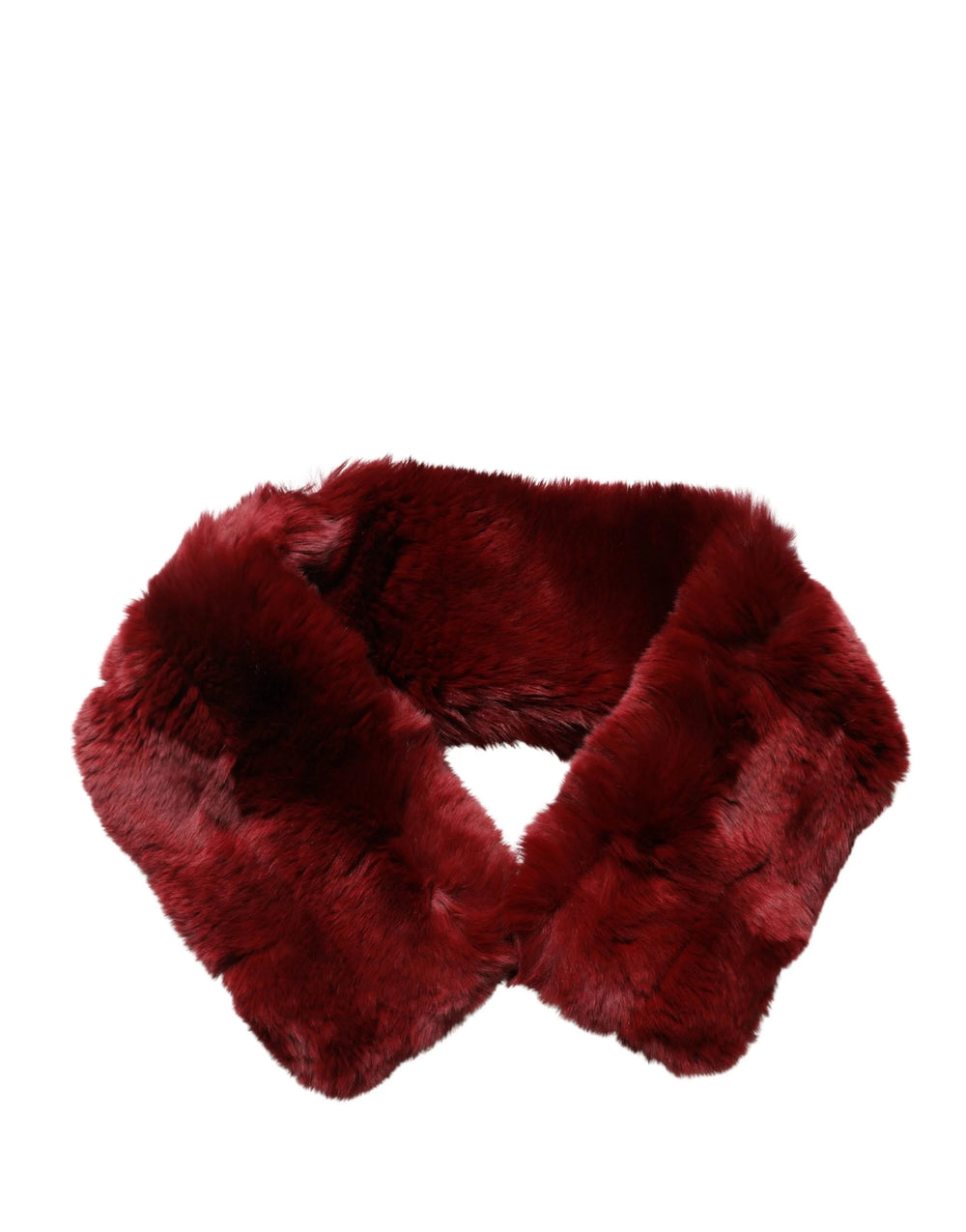 Dolce & Gabbana Red Lamb Fur Collar Women Neck Wrap 50cm x 8cm Scarf - Scarves & Shawls