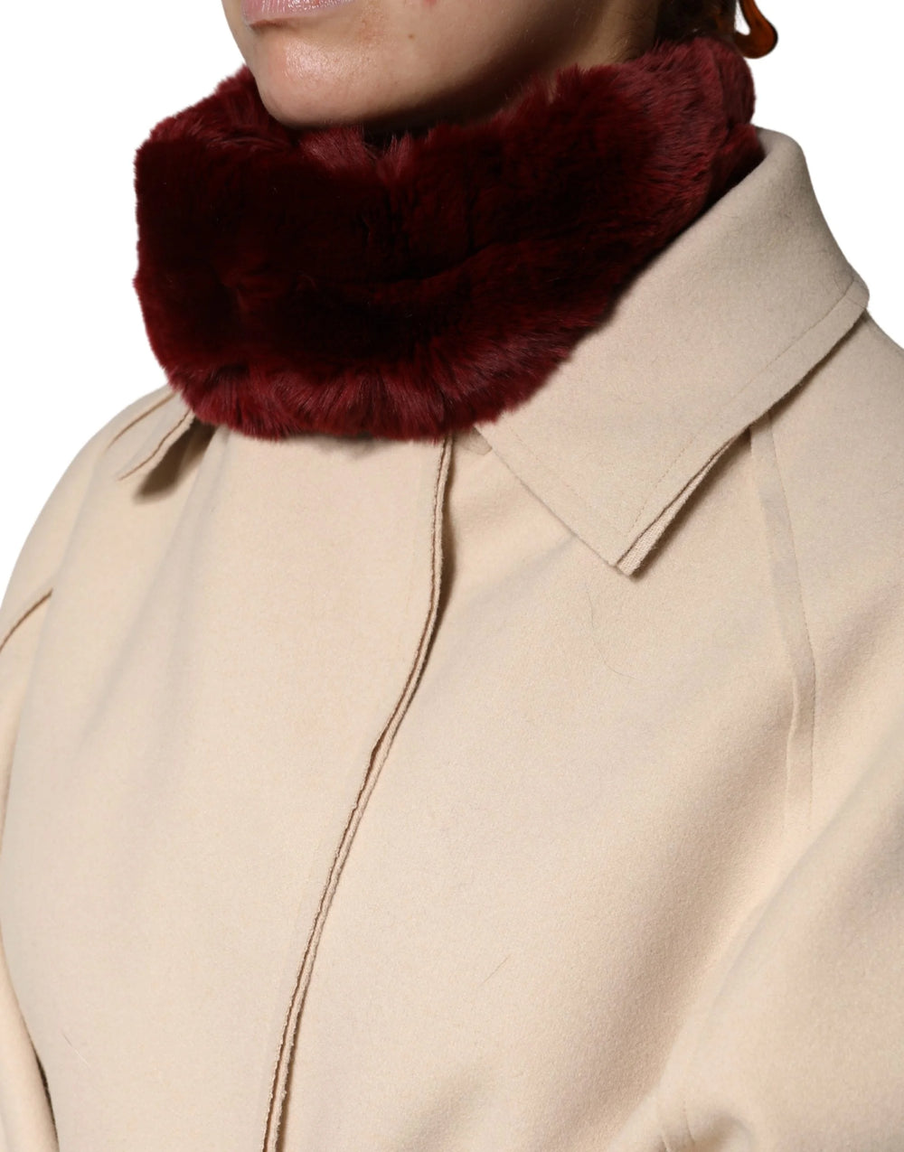 Dolce & Gabbana Red Lamb Fur Collar Women Neck Wrap 50cm x 8cm Scarf - Scarves & Shawls