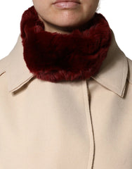 Dolce & Gabbana Red Lamb Fur Collar Women Neck Wrap 50cm x 8cm Scarf - Scarves & Shawls