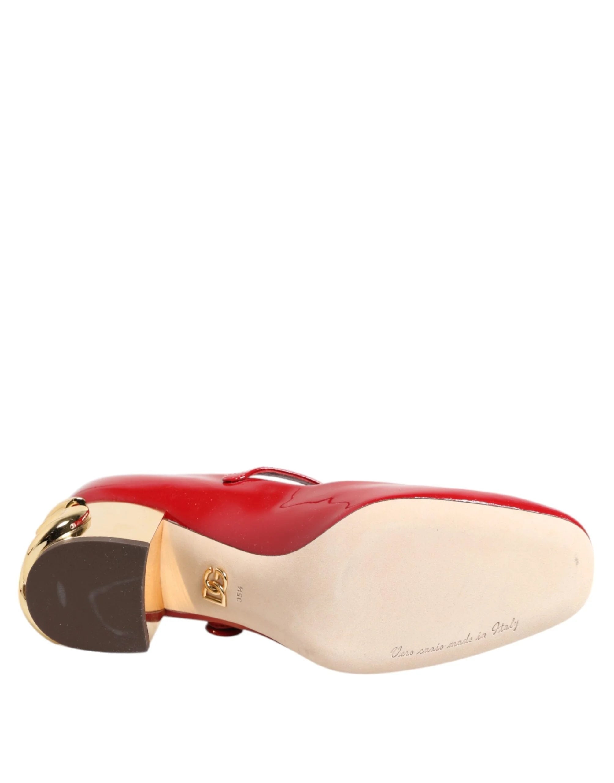 Dolce & Gabbana Red Leather DG Logo Heels Sandals Shoes - EU35.5/US5 - Heels