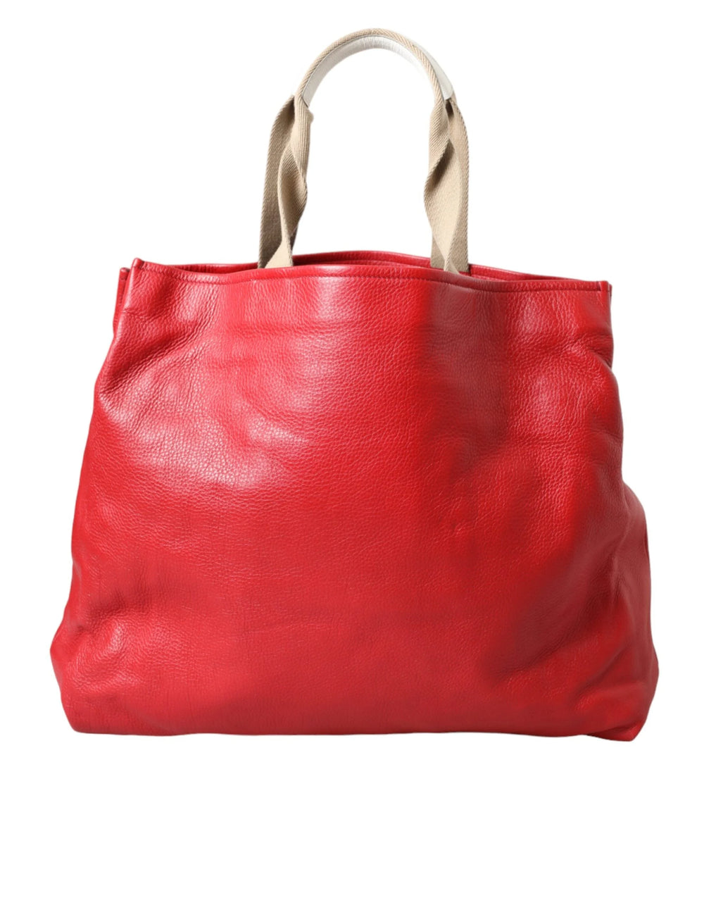 Dolce & Gabbana Red Leather #DGFamily Patch Shopping Tote Bag - Shopper Bags