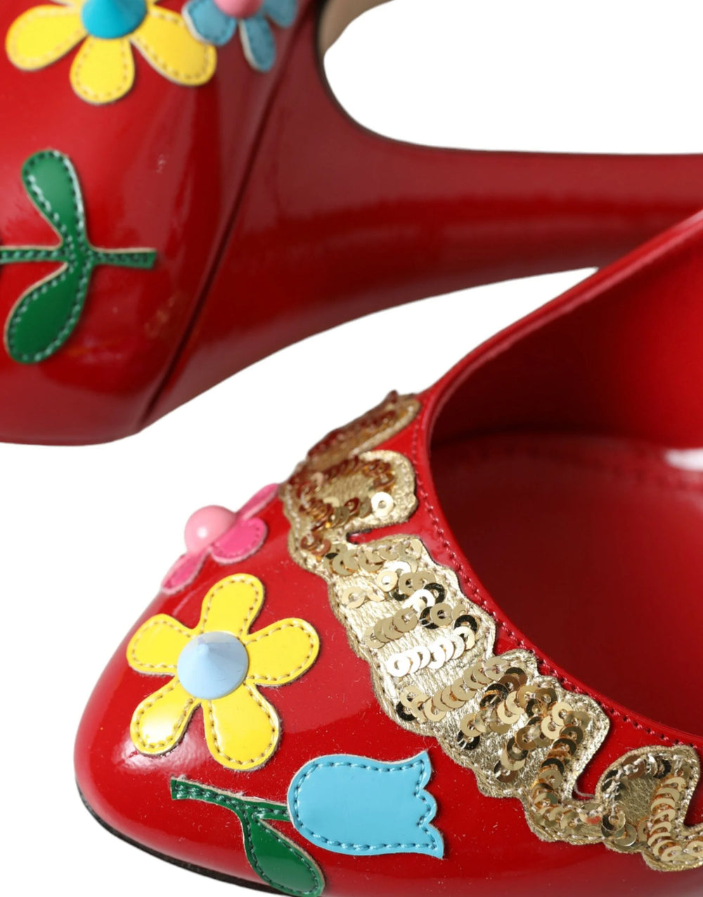 Dolce & Gabbana Red Leather Embellished Mary Jane Pumps Heels Shoes - EU40/US9.5 - Heels