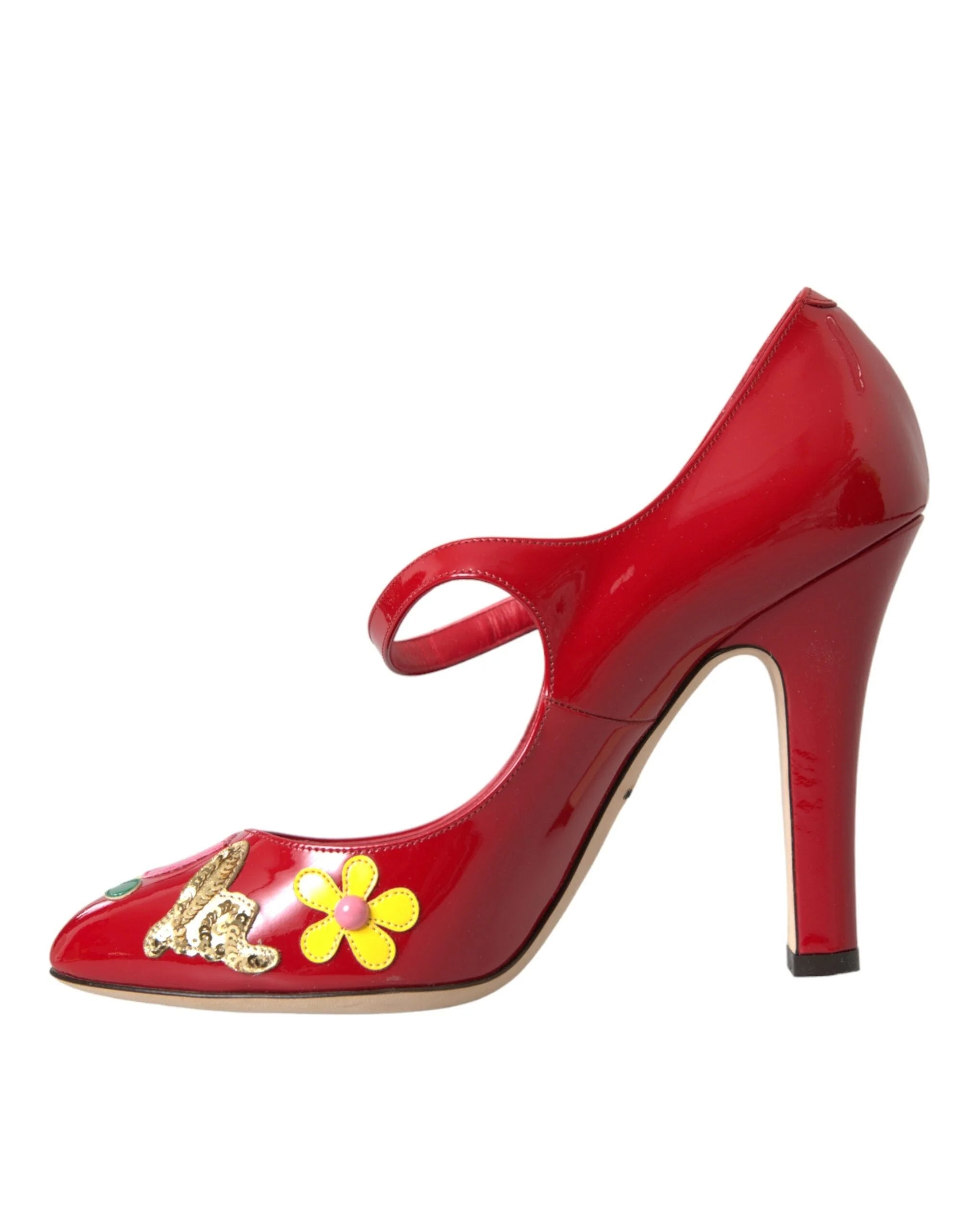Dolce & Gabbana Red Leather Embellished Mary Jane Pumps Heels Shoes - EU40/US9.5 - Heels