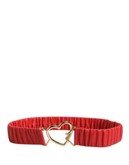 Dolce & Gabbana Red Leather Gold Heart Metal Buckle Belt - 90 cm / 36 Inches