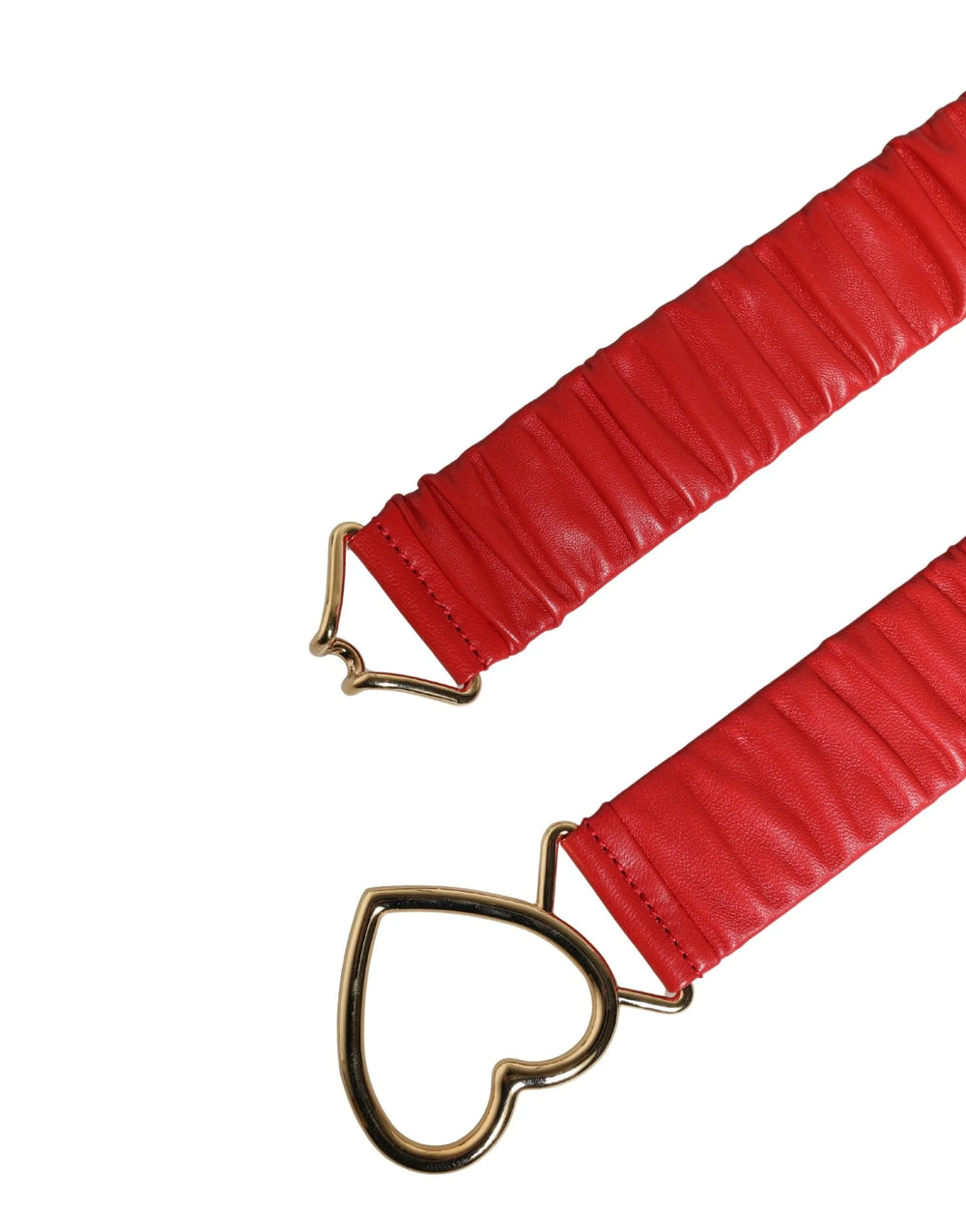 Dolce & Gabbana Red Leather Gold Heart Metal Buckle Belt - 95 cm / 38 Inches