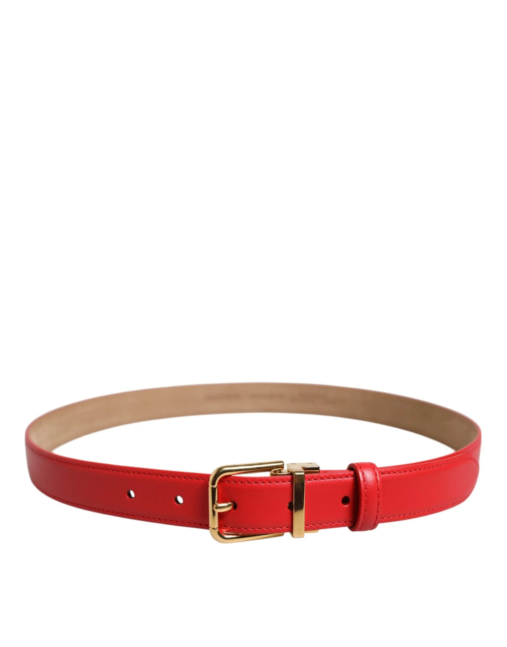 Dolce & Gabbana Red Leather Gold Metal Buckle Cintura Belt - 80 cm / 32 Inches