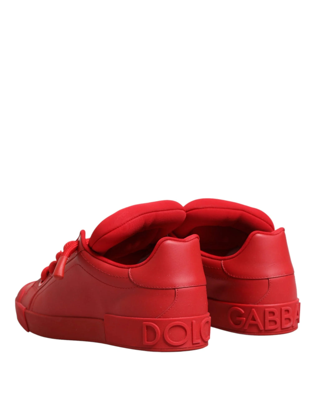 Dolce & Gabbana Red Leather Lace Up Low Top Sneakers Shoes - EU44/US11