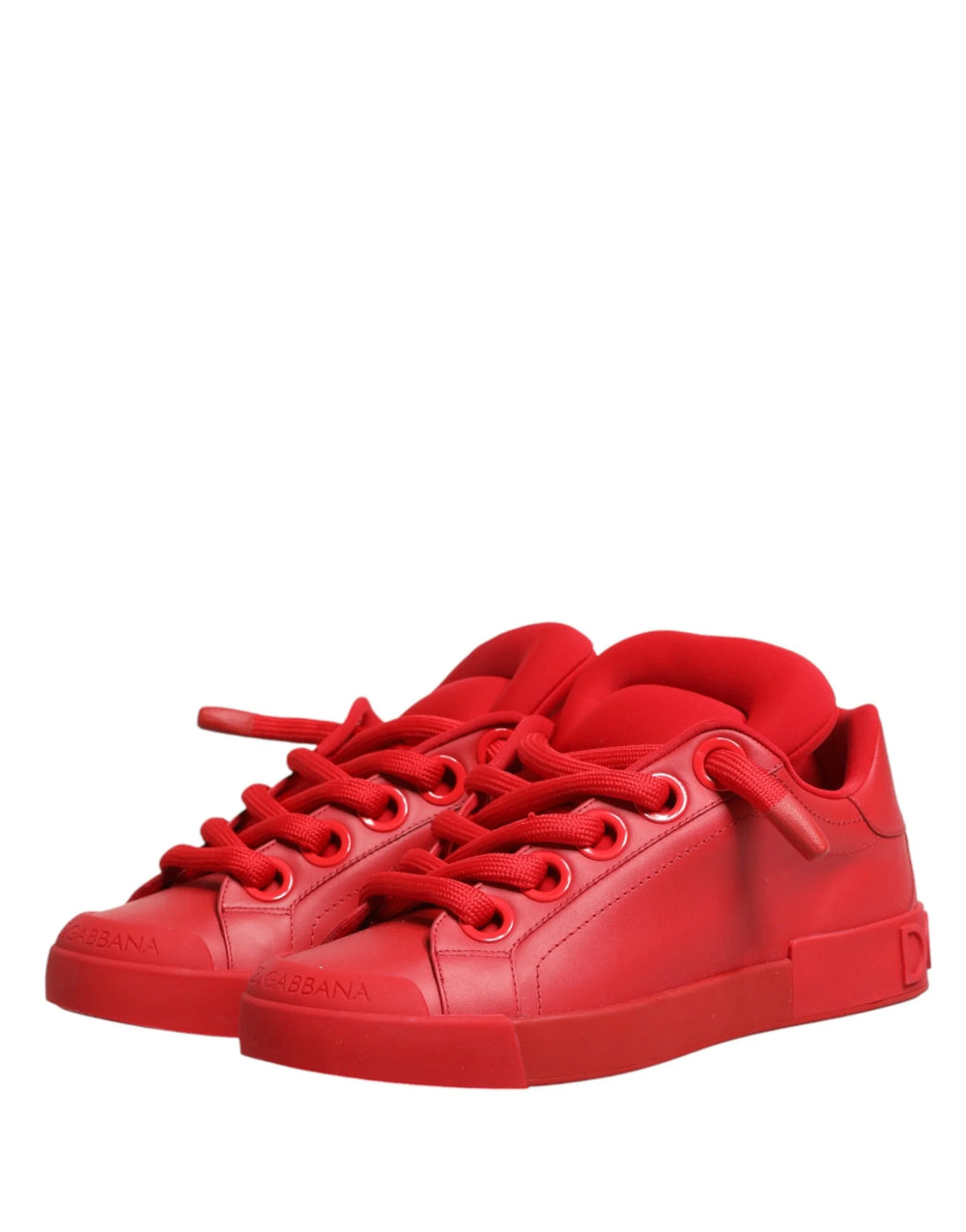 Dolce & Gabbana Red Leather Lace Up Low Top Sneakers Shoes - EU44/US11