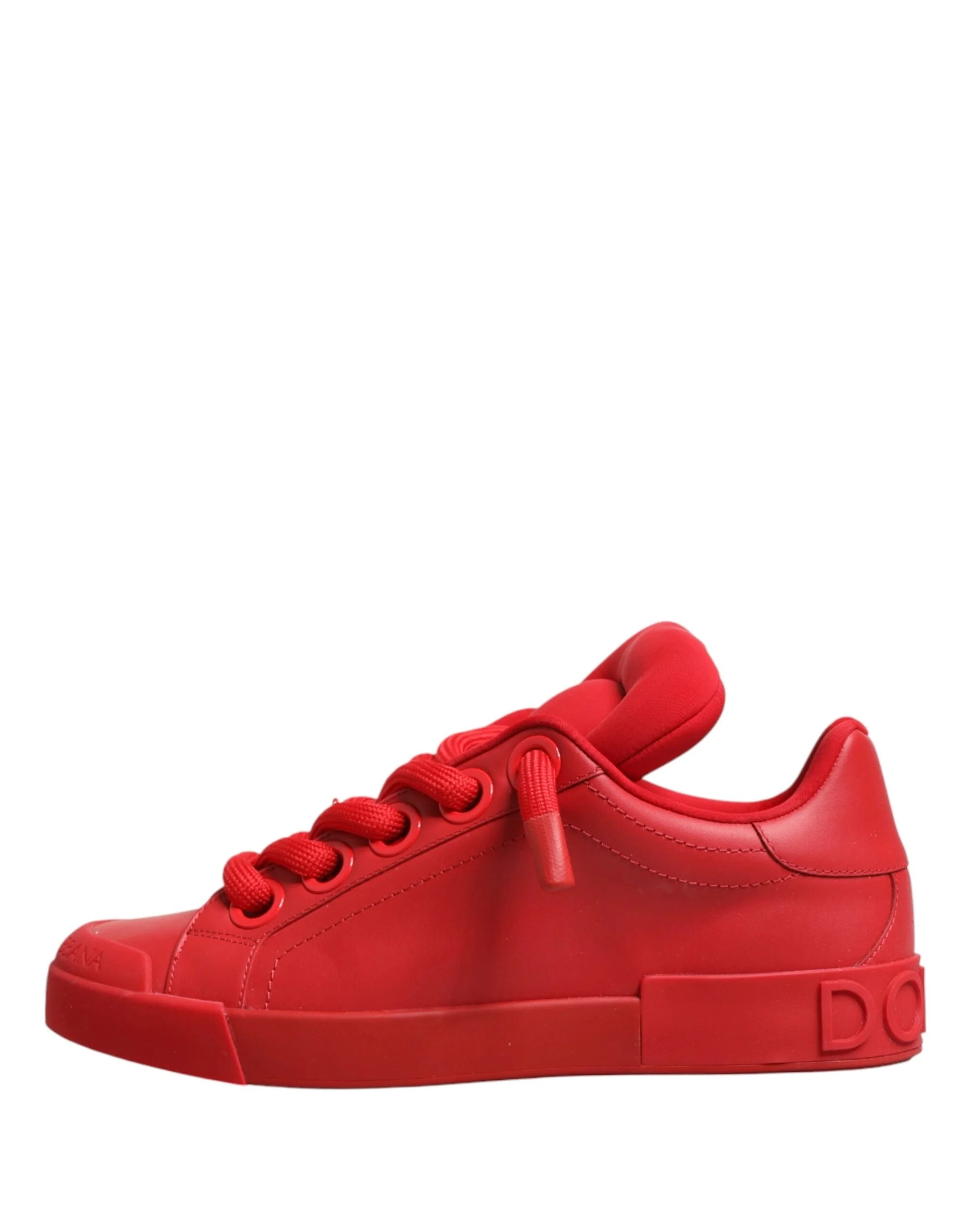 Dolce & Gabbana Red Leather Lace Up Low Top Sneakers Shoes - EU44/US11