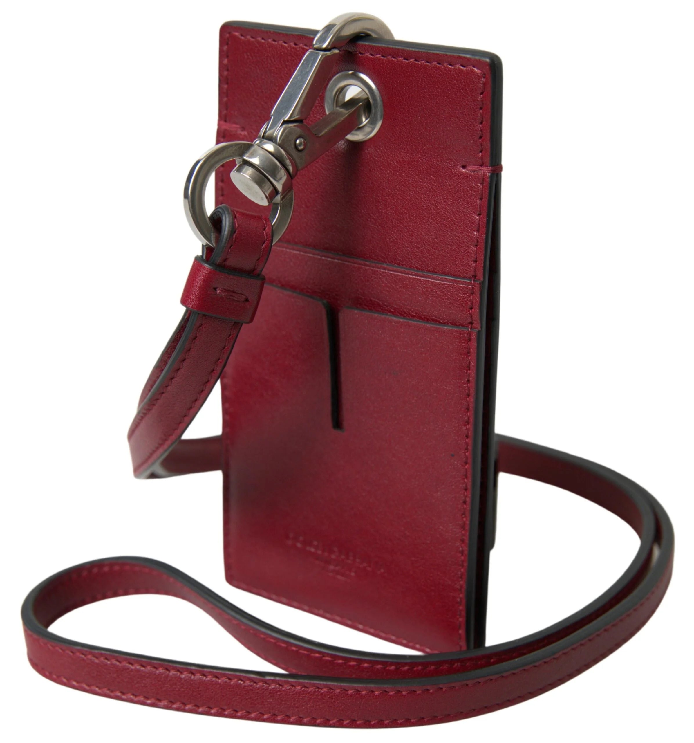Dolce & Gabbana Red Leather Lanyard Logo Slim Card Holder Men Wallet - Neck Pouches