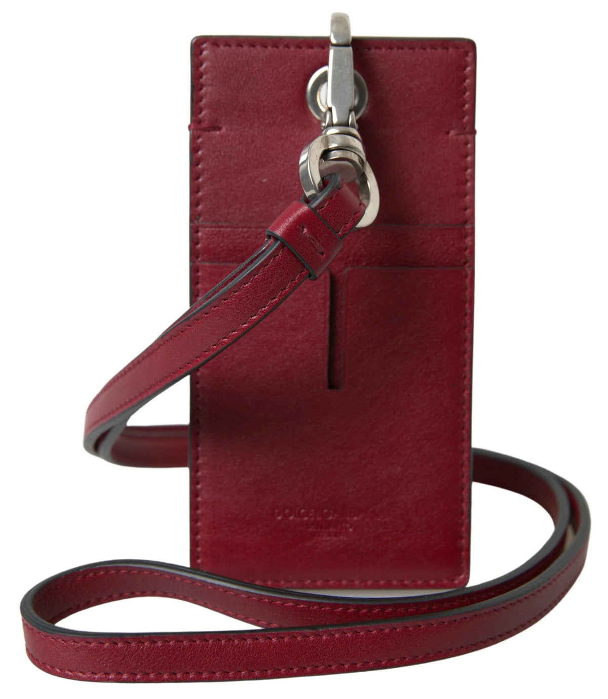 Dolce & Gabbana Red Leather Lanyard Logo Slim Card Holder Men Wallet - Neck Pouches