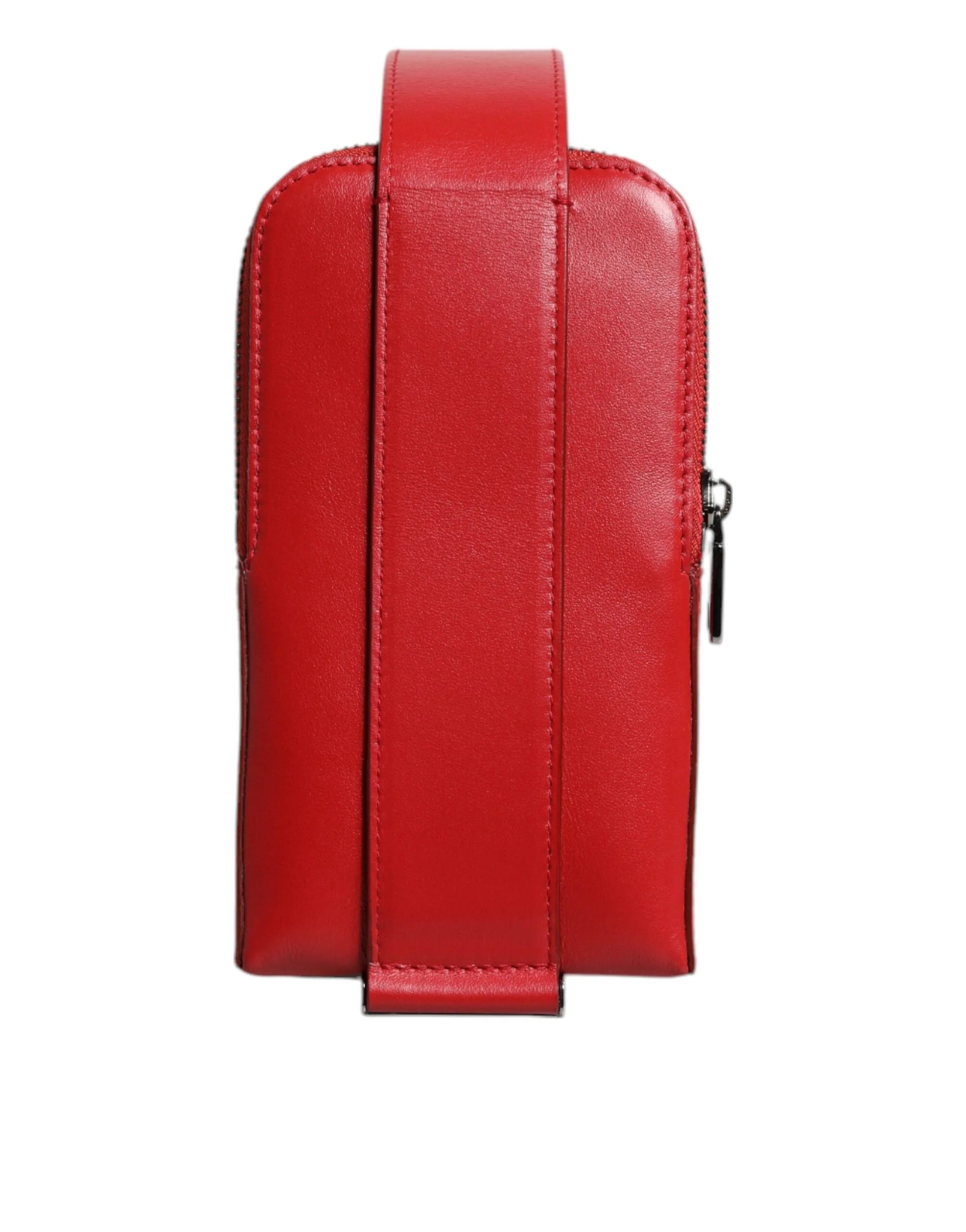 Dolce & Gabbana Red Leather Logo Zip Around Card Holder Wide Strap Wallet (Copy) - Wallets