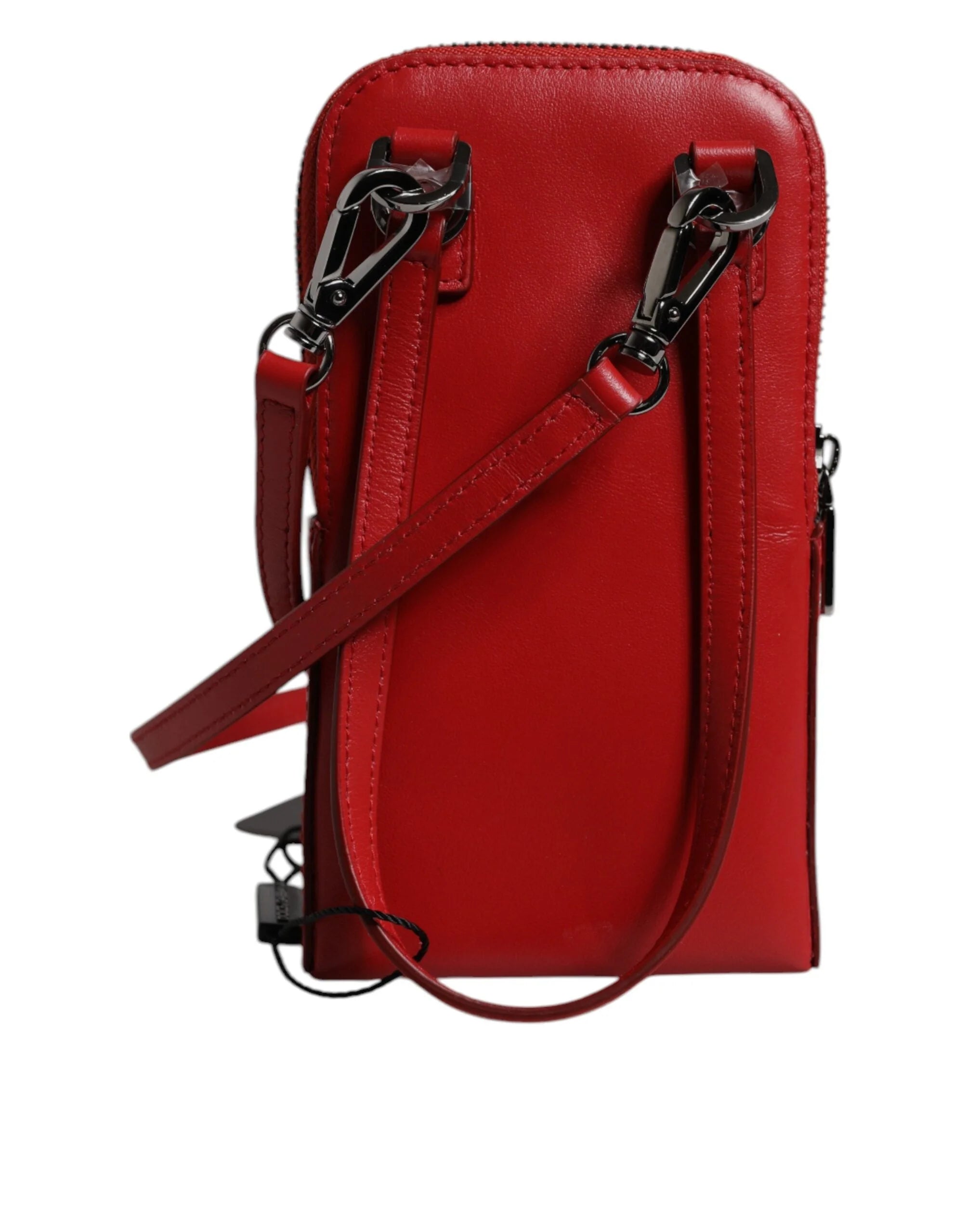 Dolce & Gabbana Red Leather Purse Phone Sling Crossbody Neck Strap Bag - Cross Body Bags