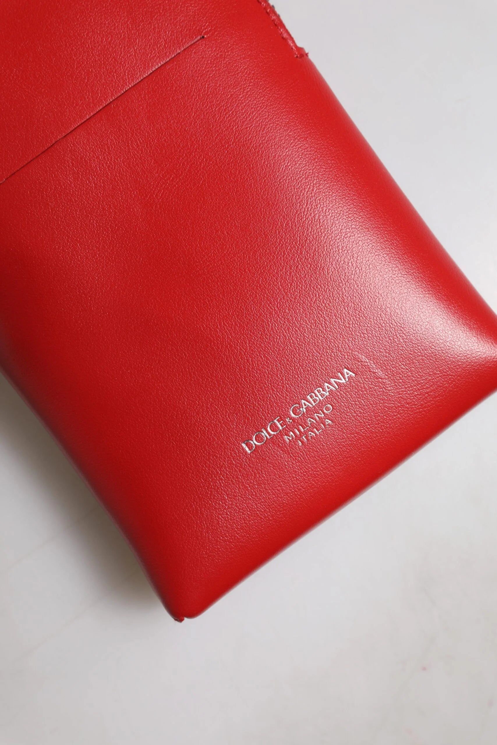 Dolce & Gabbana Red Leather Purse Phone Sling Crossbody Neck Strap Bag - Cross Body Bags