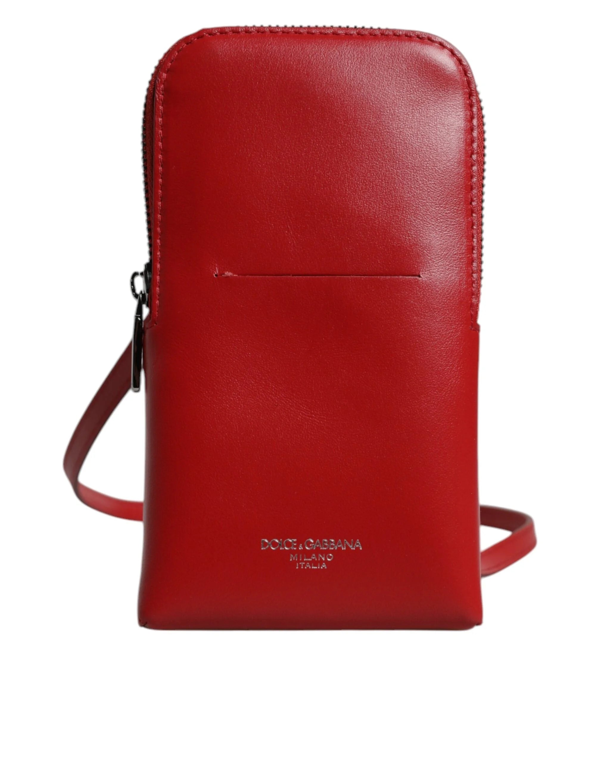 Dolce & Gabbana Red Leather Purse Phone Sling Crossbody Neck Strap Bag - Cross Body Bags