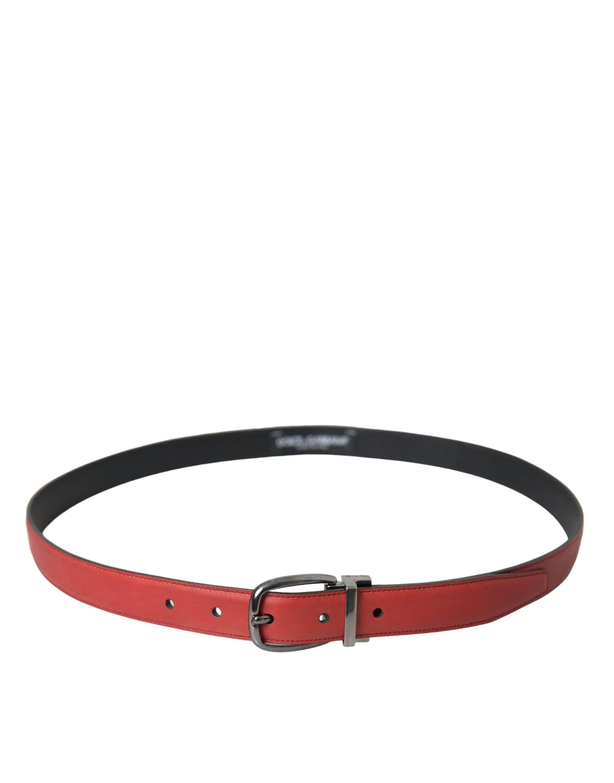 Dolce & Gabbana Red Leather Silver Metal Buckle Belt Men - 95 cm / 38 Inches - Belts