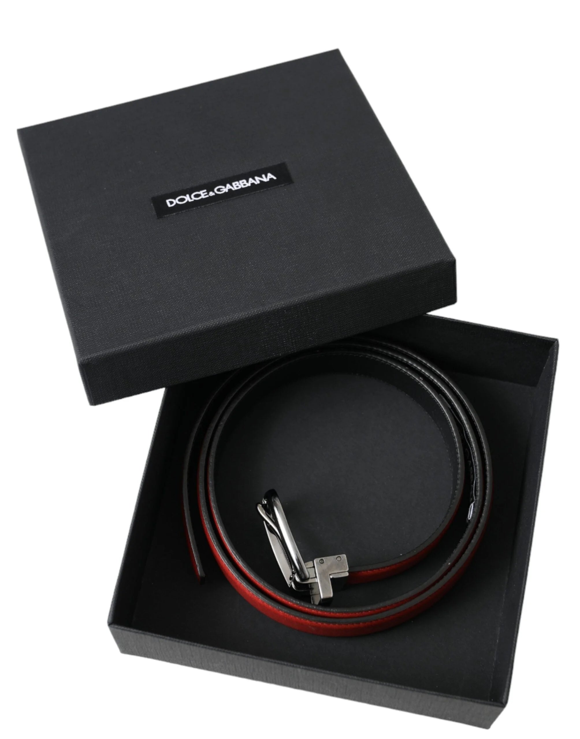 Dolce & Gabbana Red Leather Silver Metal Buckle Belt Men - 95 cm / 38 Inches - Belts