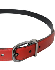 Dolce & Gabbana Red Leather Silver Metal Buckle Belt Men - 95 cm / 38 Inches - Belts
