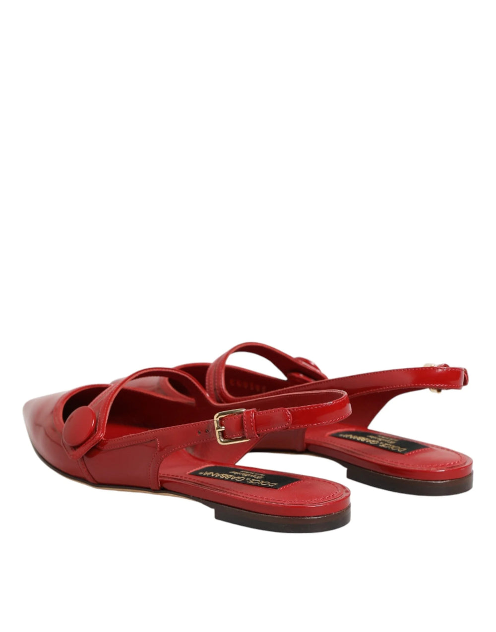 Dolce & Gabbana Red Leather Slingback Flats Sandals Shoes - EU37/US6.5