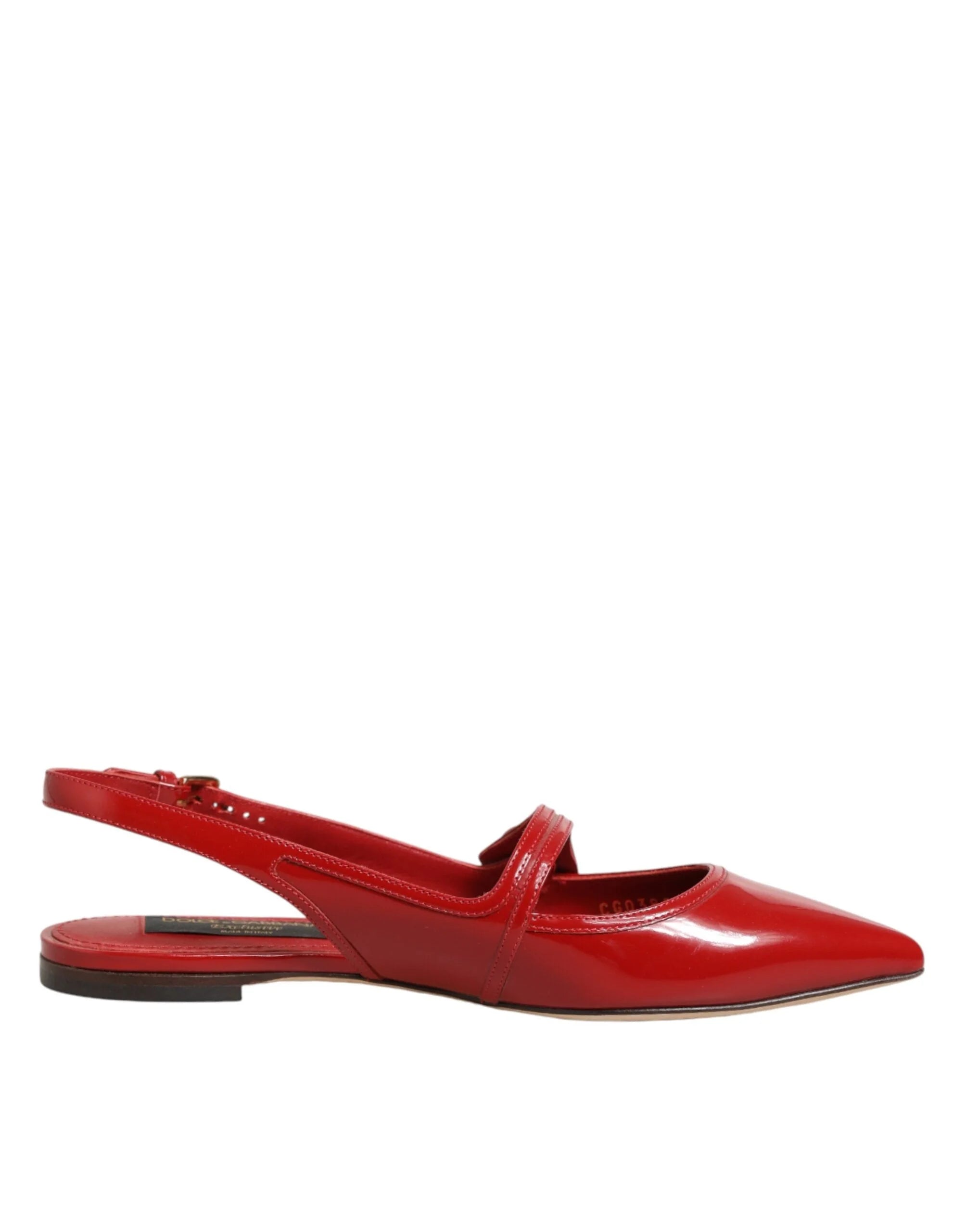 Dolce & Gabbana Red Leather Slingback Flats Sandals Shoes - EU37/US6.5