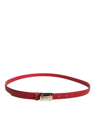 Dolce & Gabbana Red Leather Square Metal Buckle Cintura Belt - 105 cm / 42 Inches - Belts