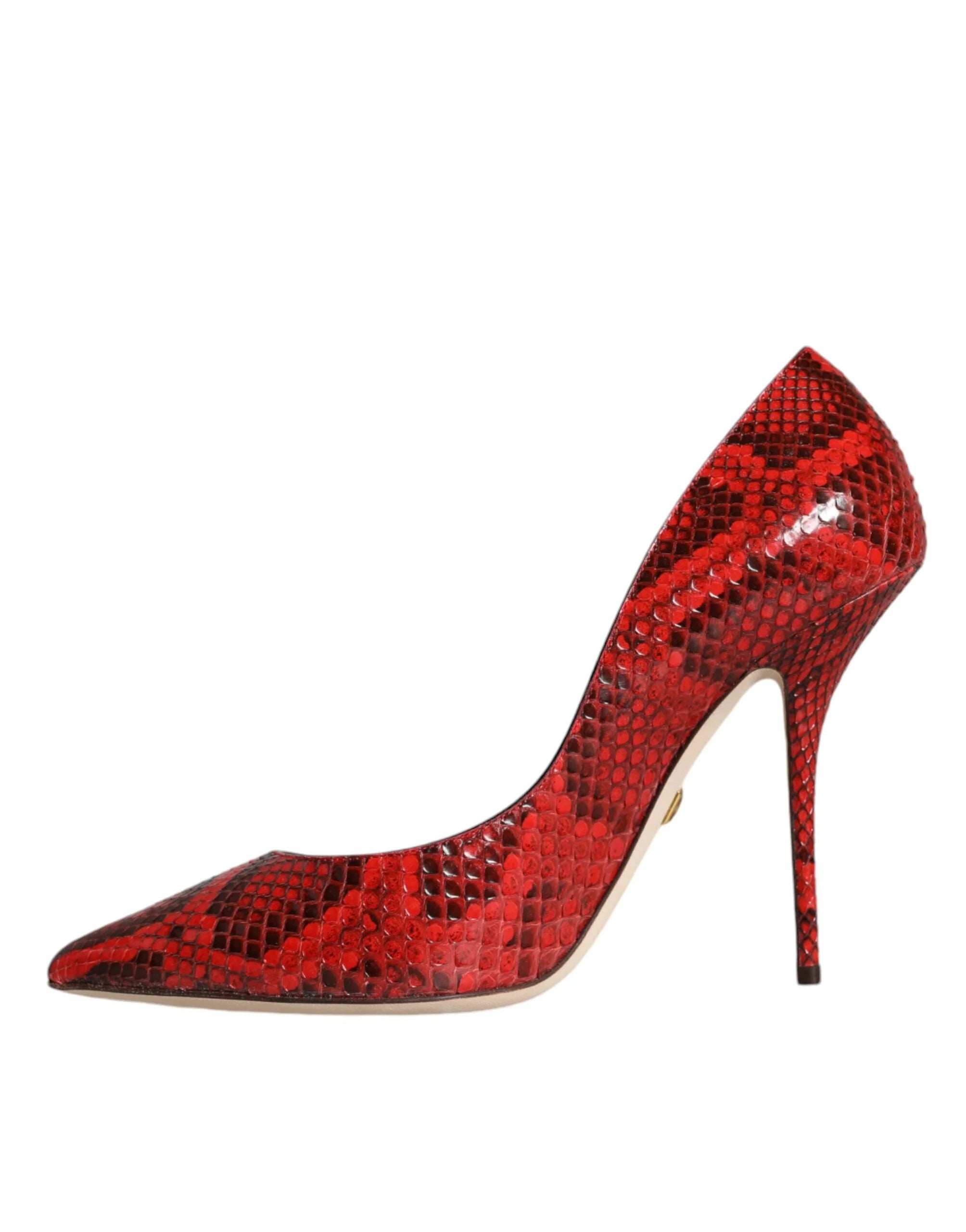 Dolce & Gabbana Red Leather Stiletto High Heels Pumps Shoes - Heels