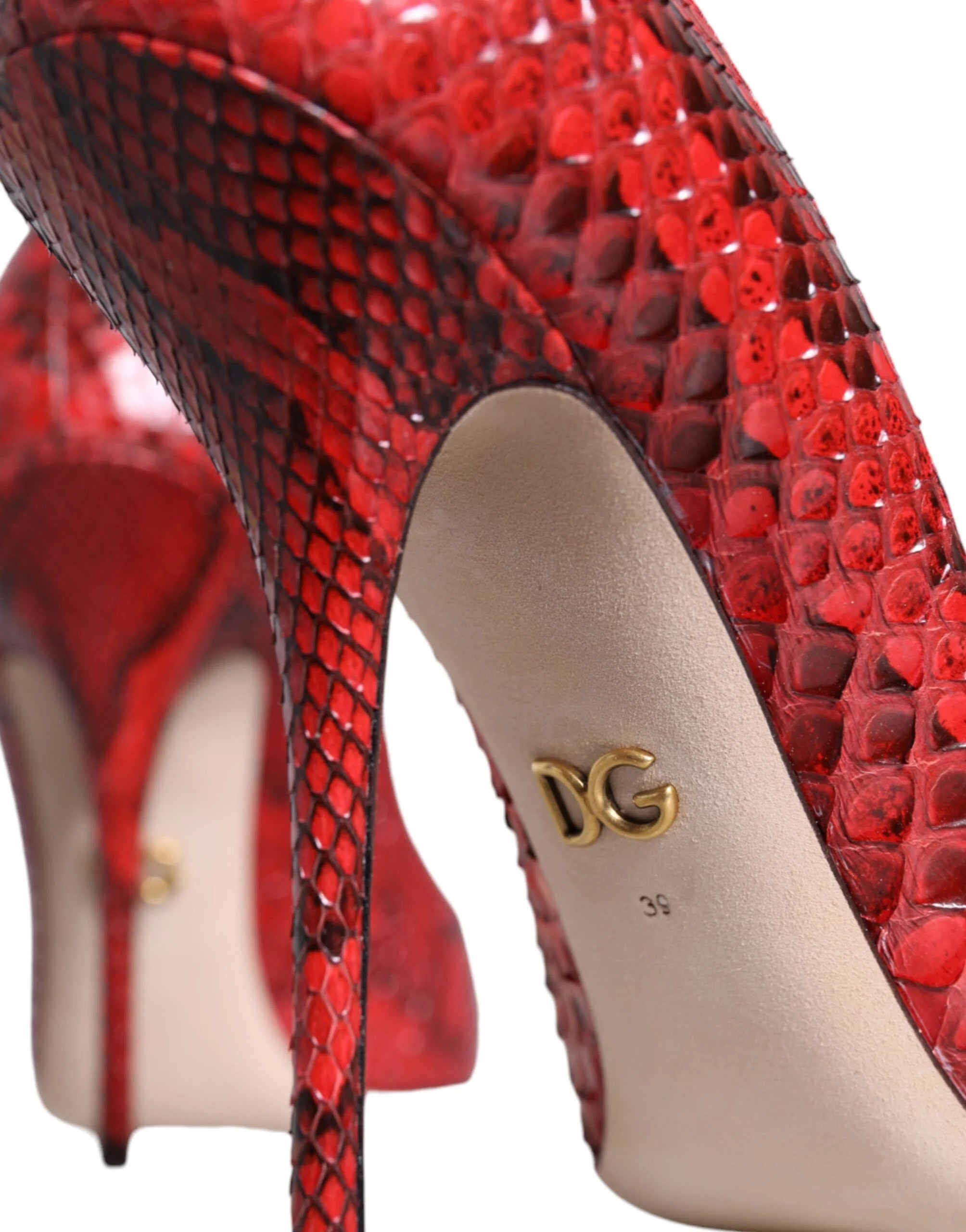 Dolce & Gabbana Red Leather Stiletto High Heels Pumps Shoes - Heels