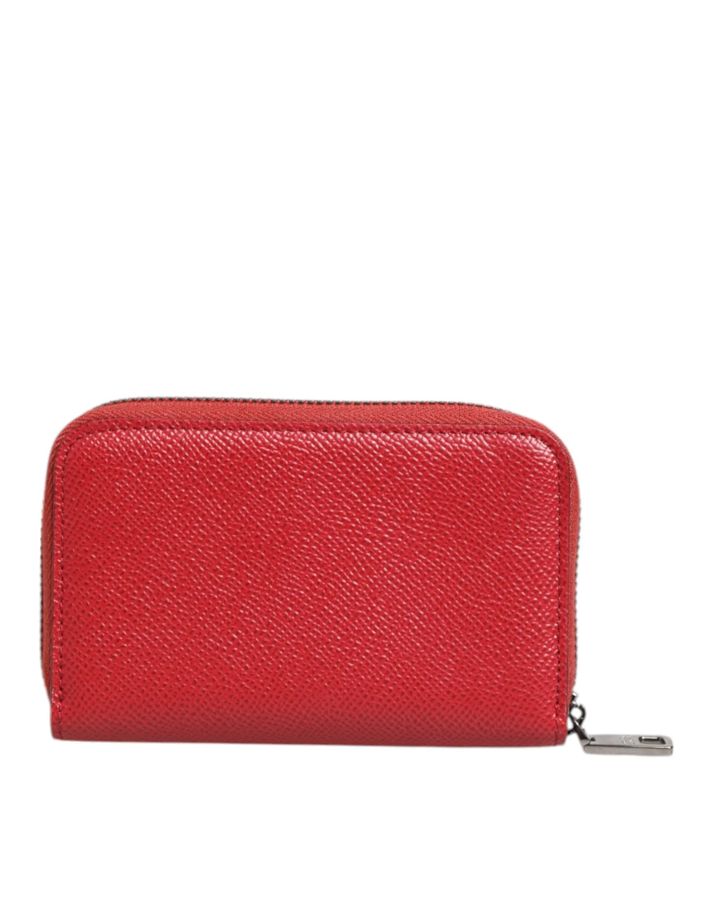 Dolce & Gabbana Red Leather Zip Around Logo Plaque Men Coin Purse Wallet - Wallets