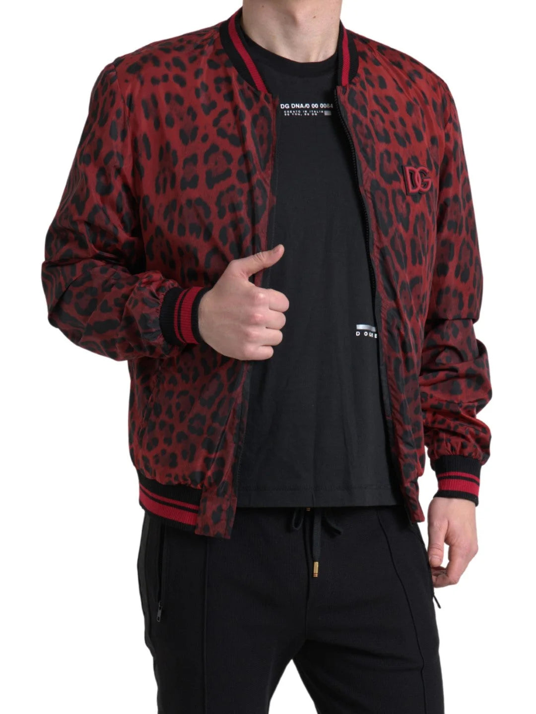 Dolce & Gabbana Red Leopard Bomber Short Coat Jacket - Bomber Jackets