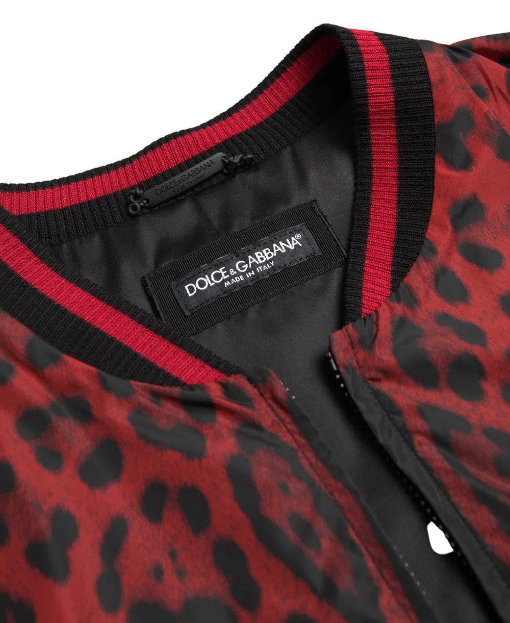 Dolce & Gabbana Red Leopard Bomber Short Coat Jacket - Bomber Jackets