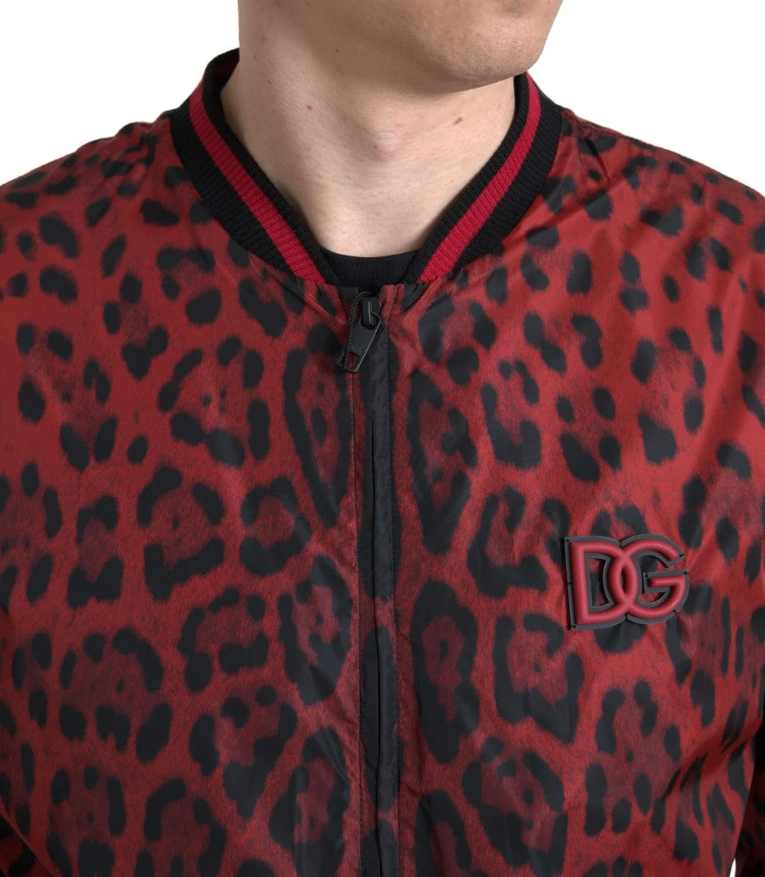 Dolce & Gabbana Red Leopard Bomber Short Coat Jacket - Bomber Jackets