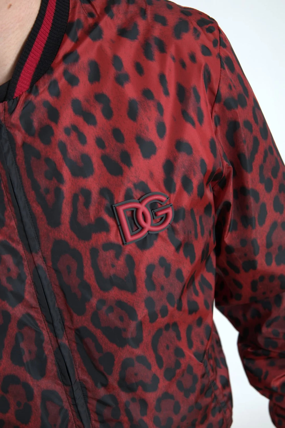 Dolce & Gabbana Red Leopard Bomber Short Coat Jacket - Bomber Jackets