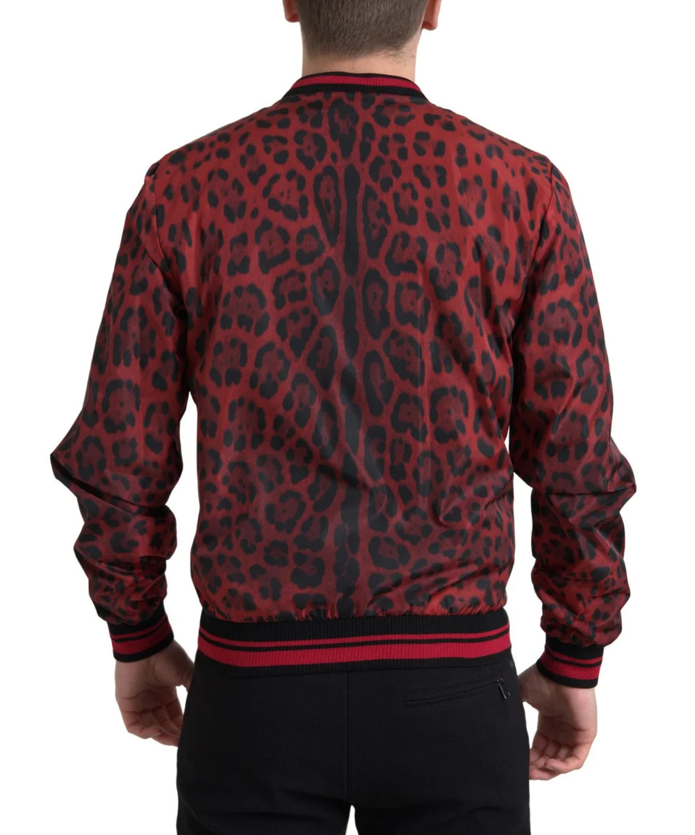 Dolce & Gabbana Red Leopard Bomber Short Coat Jacket - Bomber Jackets