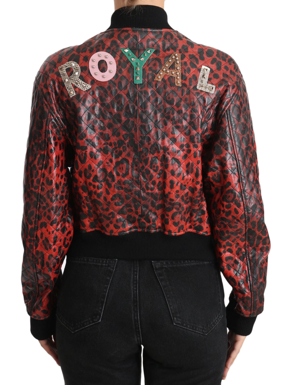 Dolce & Gabbana Red Leopard Button Crystal Leather Jacket - IT42|M - Bomber Jackets